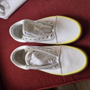 Vans White Sneakers with Yellow Trim